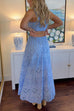 Karleedress Lace Hollow Out Sleeveless Crop Top High Waist Maxi Skirt Set