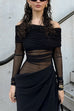 Karleedress Off Shoulder Mesh Patchwork Ruched Maxi Dress
