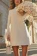 Karleedress Mockneck Feather Trim Long Sleeves Mini Dress