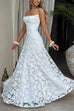 Karleedress Spaghetti Strap Backless Lace-up Jacquard Maxi Dress