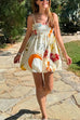 Karleedress Spaghetti Strap Unique Print Bubble Mini Dress