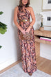 One Shoulder Sleeveless Paisley Print Maxi Dress