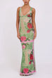 Karleedress V Neck Sleeveless Rose Print Bodycon Maxi Dress