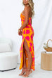 Karleedress One Shoulder Side Split Printed Cami Maxi Dress