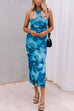 Karleedress Side Slit Sleeveless Floral Print Bodycon Midi Dress