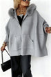 Karleedress Dolman Sleeves Zipper Up Pocketed Jacket with Faux Fur Hood