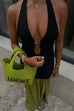 Karleedress Halter Open Back Cut Out Slit Ruffle Maxi Dress