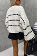 Karleedress Lantern Sleeves Color Block Chunky Knit Sweater