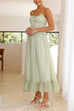 Karleedress Frill Trim Lace Up Ruched Maxi Cami Dress