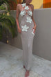 Karleedress Halter Cut Out Floral Crochet Maxi Dress