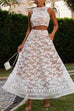 Karleedress Palm Trees Embroidery Pocketed Swing Maxi Skirt