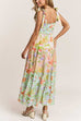 Karleedress V Neck Bow Shoulder Tiered Floral Print Maxi Dress
