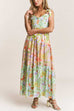 Karleedress V Neck Bow Shoulder Tiered Floral Print Maxi Dress