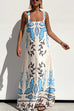 Karleedress Square Neck Tie Knot Backless Printed Maxi Cami Dress