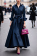Karleedress Long Sleeves Button Up Bow Waist Maxi Dress