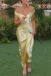 Karleedress Off Shoulder Backless Cut Out Satin Maxi Dress