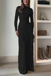 Long Sleeves Draped Slit Maxi Party Dress(7 Colors Available!)