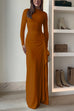 Long Sleeves Draped Slit Maxi Party Dress(7 Colors Available!)