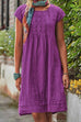 Karleedress Solid U Neck Short Sleeve Ruched Dress