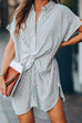 Karleedress Button Down Twist Knot Striped Shirt Dress