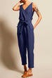 Karleedress Wrap V Neck Bow Knot Sleeveless Jumpsuit