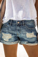 KD Cici Mid Waist Ripped Denim Shorts
