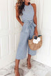 Karleedress Striped Bow-Knot Wide Leg Rompers