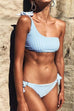Karleedress Sea Blue Striped One Shoulder Bikinis