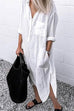 Karleedress Lapel Buttons Pockets Side Split Long Shirt Dress