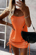 Karleedress Solid Crewneck Side Drawstring Cami Dress