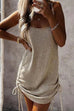Karleedress Solid Crewneck Side Drawstring Cami Dress