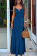 Karleedress V Neck Buttons Tie Waist Swing Dress