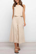 Karleedress Crewneck Sleeveless Top and Wide Leg Pants Solid Set