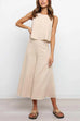 Karleedress Crewneck Sleeveless Top and Wide Leg Pants Solid Set