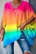 Karleedress V Neck Batwing Sleeve Oversized T Shirt