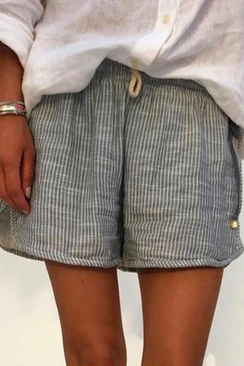 Karleedress Drawstring Elastic Waist Stripes Wide Leg Shorts