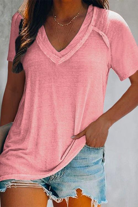 KD Rosetta V Neck Short Sleeve Cozy T Shirt