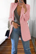 Karleedress Solid Notched Lapel Open Front Long Sleeve Blazer