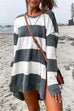 Karleedress Striped Side Split High Low Hem Pullovers