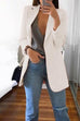 Karleedress Solid Notched Lapel Open Front Long Sleeve Blazer