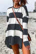 Karleedress Striped Side Split High Low Hem Pullovers