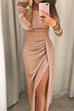 Karleedress Off Shoulder High Split Glitter Party Dress