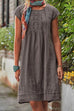 Karleedress Solid U Neck Short Sleeve Ruched Dress