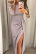 Karleedress Off Shoulder High Split Glitter Party Dress