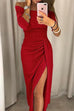 Karleedress Off Shoulder High Split Glitter Party Dress