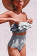 KD Stripes Ruffle Bandeau Bikini Set