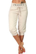Karleedress Drawstring Letter Printed Crop Pants