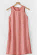 Karleedress Solid Crewneck Sleeveless Raw Hem Dress with Pockets