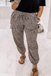 Karleedress Leopard Tie Knot Casual Pants with Pockets