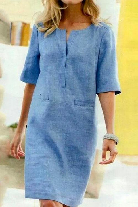 Karleedress Kathy Half Sleeve Cotton Linen Shift Dress